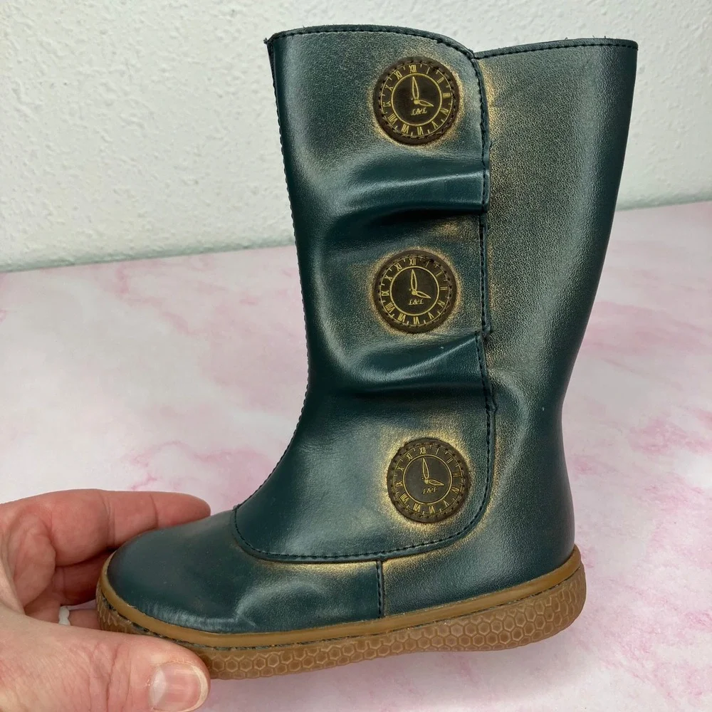 Livie & Luca Tiempo‎ Boots Tall Blue Gold Shimmer Side Zipper Size 5 Toddler